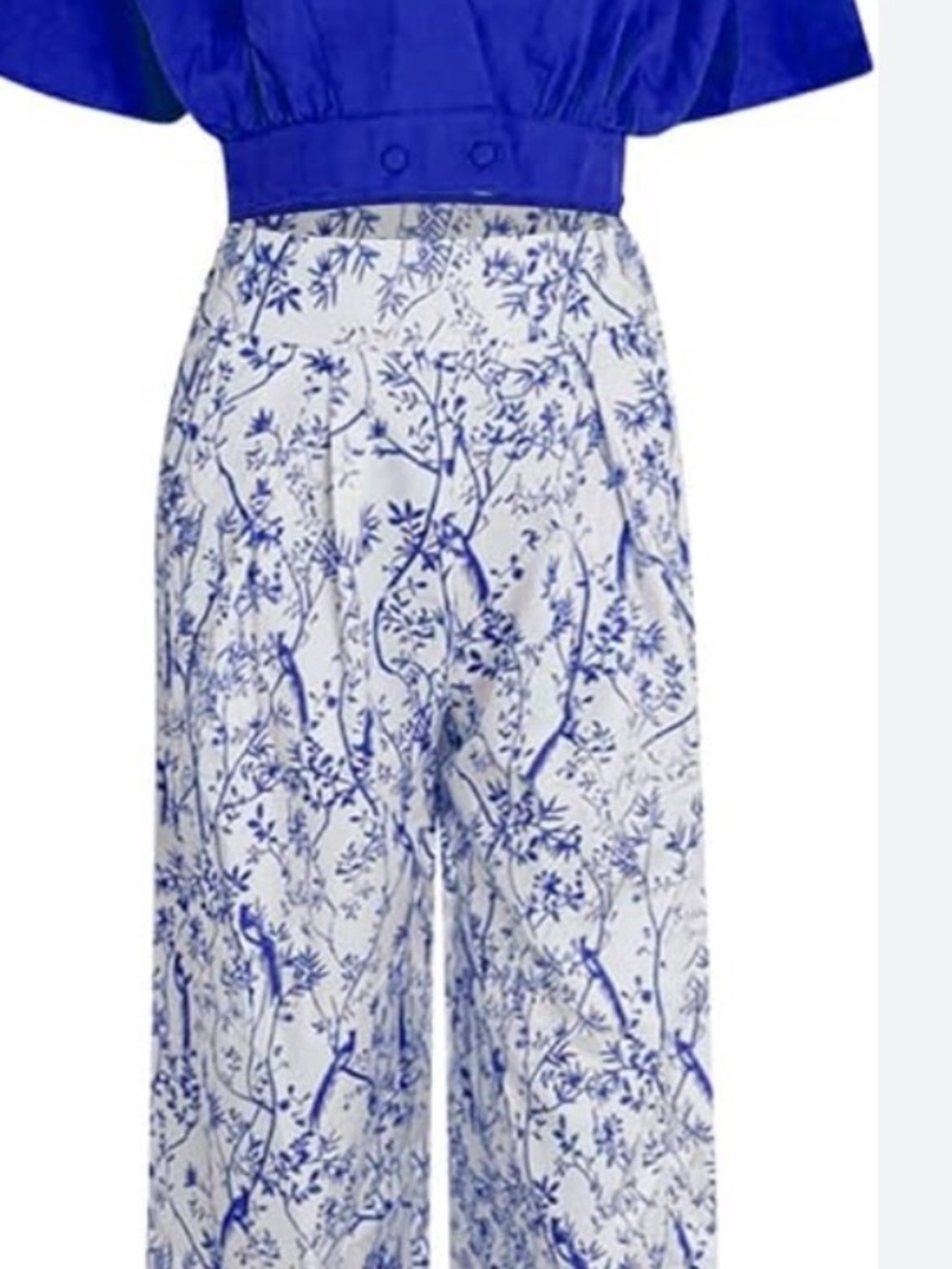 Blue and white two piece pant set - Picture 7 of 7